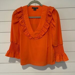 Orange Ruffled Women's Top